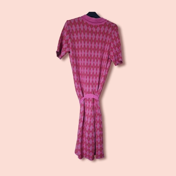 Avoca argyle print wool blend knit dress Size 4 uk 14Button/tie Fastening new - Picture 2 of 4